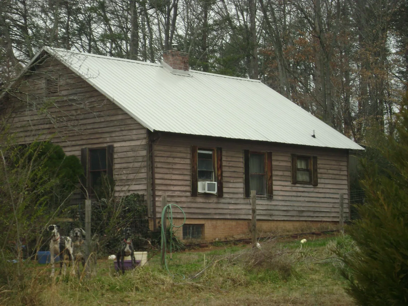 White metal roof on an old wood sided farmhouse, from a Asphalt Shingle Roof Repair job in Richlands